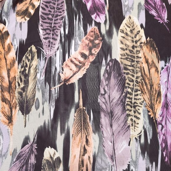 Vision Women's Sheer Multicolor Feather Pattern Open Cardigan - Picture 4 of 8